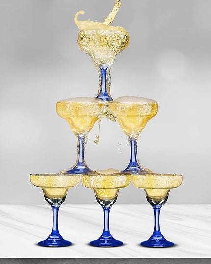 DISCOUNT PROMOS 10 Margarita Glasses Set, 9 oz. - Classic, Smooth, Barware, Glassware - Blue