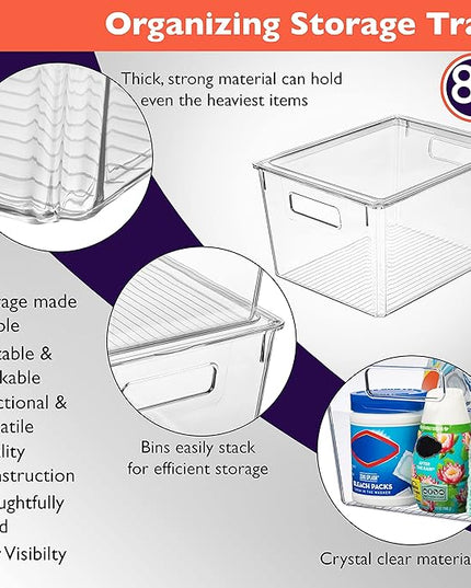 ClearSpace Plastic Storage Bins with Lids X-Large – Perfect Kitchen Organization, Desk Organizer or Pantry Storage – Desktop Organizer, Pantry Organization and Storage Bins, Cabinet Organizers