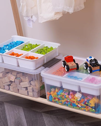 Citylife 17 QT Storage Box with Removable Tray Closet Organizers and Storage Clear Storage Container for Organizing, Craft, Tools, Files, Office Supplies, 4 Packs