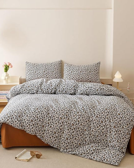 Houseri Leopard Comforter Set Twin Black Cheetah Print Bedding Sets Quilt Stylish and Bold Animal Print Bed Blanket Twin Size