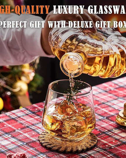 JBHO Premium Whiskey Glasses for Men - Set of 6-12 Oz Scotch Glasses - Old Fashioned Non-Lead Crystal Glass - Gift-Box Idea for Scotch Lovers/Glassware for Bourbon/Rum glasses/Bar Cocktail Glasses