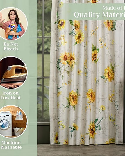 Maison d' Hermine Curtains for Living Room 100% Cotton 124 inch Length Two Panels Light Filtering Curtains for Bedroom Windows with Rod and Loop Pockets Drapes (Candice, 50" W x 124" L)