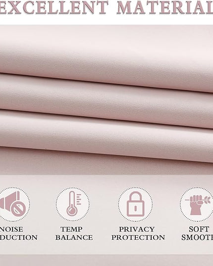 DONREN 48 Inch Length Blush Pink Curtains for Girls Baby Room - Light Pink Kitchen Room Darkening Thermal Insulated Curtains for Bathroom Small Window,52" Wide by 48" Long,1 Pair