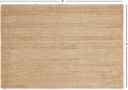 REDEARTH · Rectangular Area Rug - 4'x6' Braided Natural Jute with Non-Skid Backing - Handwoven Boho Rug for Bedroom, Kitchen, Living Room - Farmhouse Aesthetic Home Decor - Durable Handmade Rug