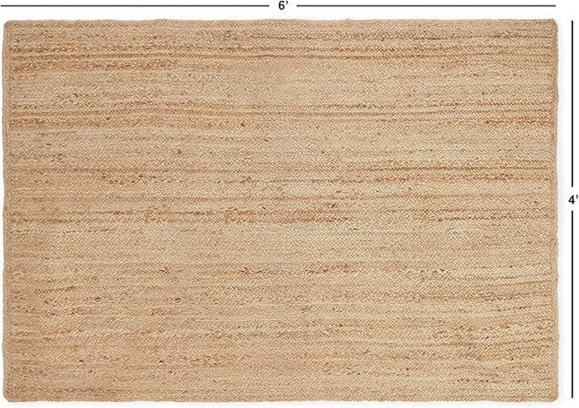 REDEARTH · Rectangular Area Rug - 4'x6' Braided Natural Jute with Non-Skid Backing - Handwoven Boho Rug for Bedroom, Kitchen, Living Room Aesthetic Home Decor - Durable Handmade Rug, Set of 2