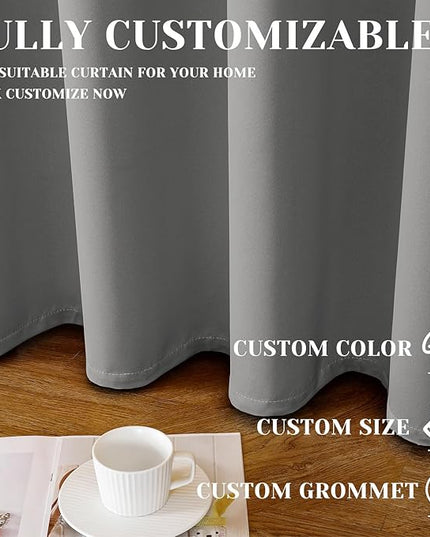ChrisDowa Custom 100% Blackout Curtains for Bedroom with Black Liner, Double Layers Total Blackout Thermal Insulated Grommet Window Curtains 1 Panel (Custom Size and Color)