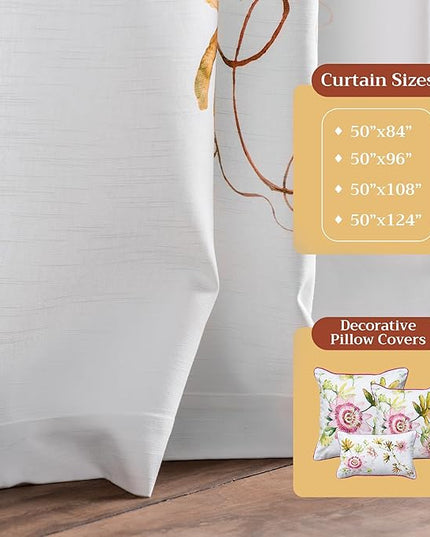 Maison d' Hermine Curtains for Living Room 100% Cotton 108 inch Length One Panel Light Filtering Curtains for Bedroom Windows with Rod and Loop Pockets Drapes (Passion White, 50" W x 108" L)