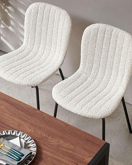NORDICANA 5 - Piece Dining Set, Industrial Style 47 in Kitchen Table with Beige Faux Fur Dining Chairs for 4 Person, Dining Room Table Set for Dinette, Breakfast Nook Breakfast Nook