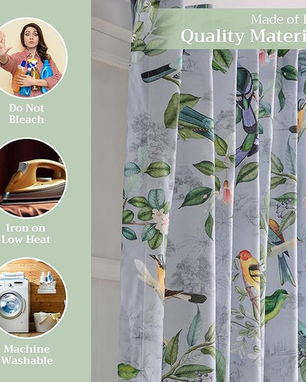 Maison d' Hermine Curtains for Living Room 100% Cotton 108 inch Length Two Panels Light Filtering Curtains for Bedroom Windows with Rod and Loop Pockets Drapes (Solstice Fair Blue, 50" W x 108" L)