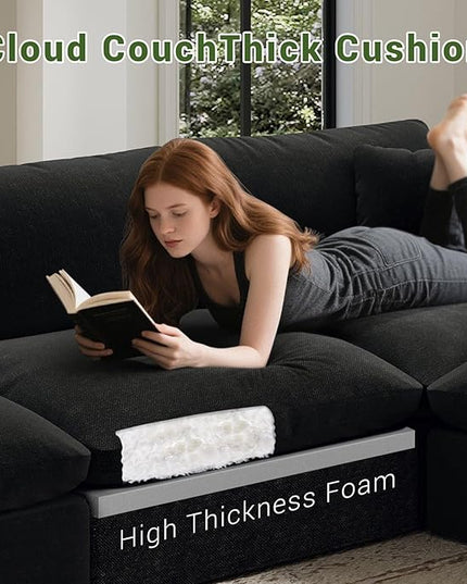 Modular Sectional Sofa,1-Seater Extra Comfty Deep-Seat-Filled Couch,Modern Couches for Living Room, Apartment,Office,Small Space,Black