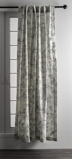 Maison d' Hermine Curtains for Living Room 100% Cotton 84 inch Length Two Panels Light Filtering Toile Curtains for Bedroom Windows with Rod and Loop Pockets Drapes (Savana Jouy Green, 50" W x 84" L)
