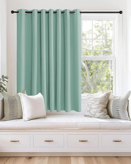 NICETOWN Blackout Curtains 63 inches Long for Living Room Bedroom, Grommet Thermal Insulated Room Divider Drape Window Treatment for Sliding Patio Door, W100 x L63, 1 Panel, Aqua Blue
