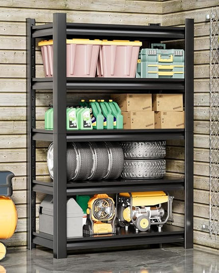 Heavy Duty Garage Shelving Unit, 72" H 2000 LBS Metal Storage Shelves, 5 Tier Adjustable Shelving Units for Organization, Heavy Duty Garage Storage Rack (72''H x 36''W x 16''D)
