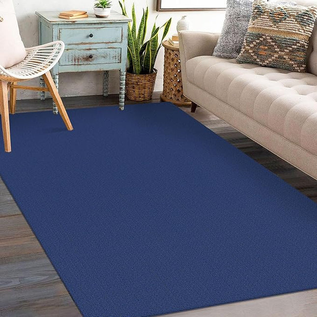 KOZYFLY Washable Entryway Rug 3x5 Ft Area Rugs Cotton Rubber Backed Throw Rugs Indoor Door Mat Kitchen Rugs Braided Floor Carpet for Front Entrance Bathroom Kitchen Living Room, Royal Blue