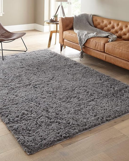 Ophanie 6x9 Area Rugs, Upgrade Non-Slip Fluffy Soft Rugs for Living Room, Large Shag Grey Fuzzy Plush Rug, Gray Shaggy Big Carpets for Bedroom, Kids Boys Girls Dorm Nursery Home Decor Aesthetic
