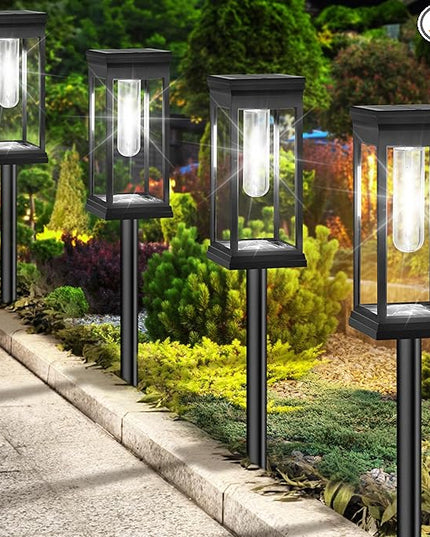 BesLowe 【Upgraded】 Solar Pathway Lights Outdoor, 8-Pack Large LED Solar Light Outdoor Waterproof, Super Bright Outside Lights for Yard, Sun-Powered Landscape Lighting for Garden Walkway, Cool White