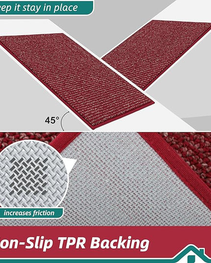 BEQHAUSE Dirt Trapper Door Mat 20" x 32", Non-Slip Washable Doormats Entrance Mat, Dirt Resistant and Absorbent Welcome Mat, Low Profile Floor Mats for Front Back Door and Entryway, Red