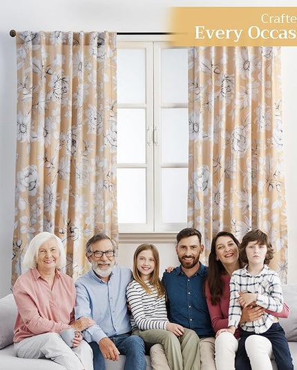 Maison d' Hermine Curtains for Living Room 100% Cotton 84 inch Length One Panel Light Filtering Curtains for Bedroom Windows with Rod and Loop Pockets Drapes (Pretty Autumn, 50" W x 84" L)