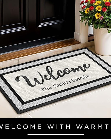 My Sign Center Personalized Doormat, Custom Welcome Mat Front Door, Indoor/Outdoor Anti Slip Backing, 18x30 Inches, Polyestere Top Made in USA