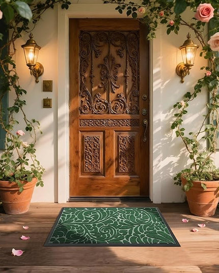 Yimobra Large Door Mat Outside Entrance 36x24, Waterproof Sturdy Outdoor Mats for Front Door, Heavy Duty Non-Slip Doormat for Garage Patio Entryway Indoor, Easy Clean, Green