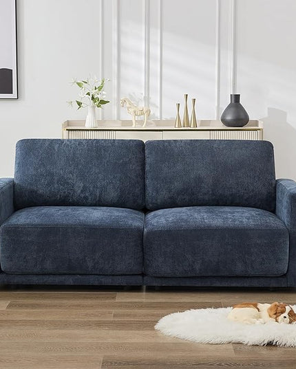 77.4" Chenille Modular Loveseat Oversized Upholstered 2 Seater Sectional Sofa with Thickened Cushions, Easy Assembly, Modern Comfy Love Seat Couch for Living Room, Blue
