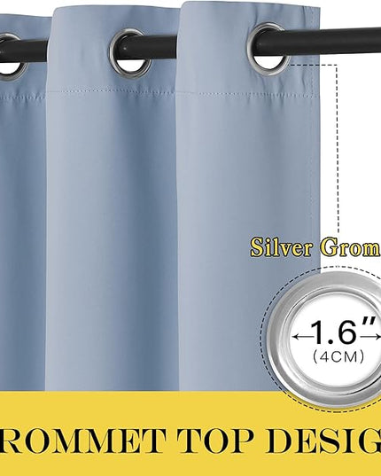 NICETOWN Blackout Curtains 63 inches Long for Living Room Bedroom, Grommet Thermal Insulated Room Divider Drape Window Treatment for Sliding Patio Door, W100 x L63, 1 Panel, Vintage Blue