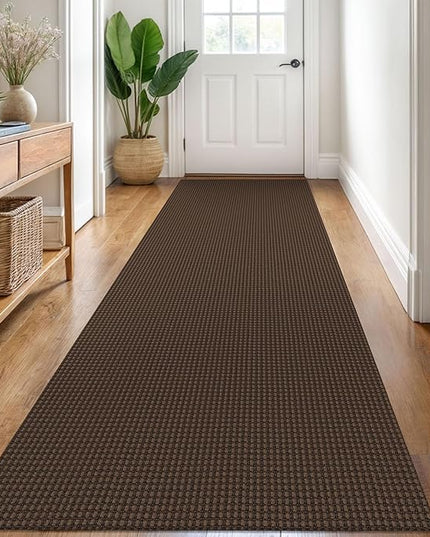 KOZYFLY Runners for Hallways 3x8 ft Washable Kitchen Runner Non Slip Rubber Backed Hall Runners Cotton Entryway Runner Rugs Floor Carpet for Indoor Backdoor Bedroom Kitchen, Reddish Brown/Coffee