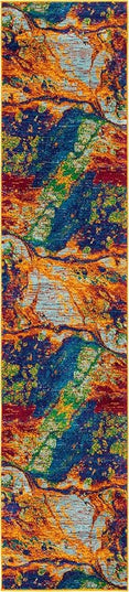 Rugs.com Calypso Collection Rug – 12 Ft Runner Multi Medium Rug Perfect for Hallways, Entryways