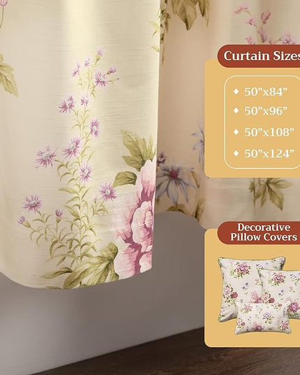 Maison d' Hermine Curtains for Living Room 100% Cotton 124 inch Length One Panel Light Filtering Curtains for Bedroom Windows with Rod and Loop Pockets Drapes (Swyncombe Fuchsia, 50" W x 124" L)