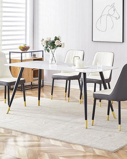 Dining Table Set for 4, Dining Room Table Set for 4, Sintered Stone Kitchen Table Top and Modern Chairs Set of 4 for Kitchen Dining Living Room