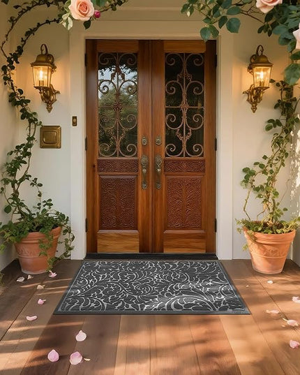 Yimobra Large Door Mat Outside Entrance 47x32, Waterproof Sturdy Outdoor Mats for Front Door, Heavy Duty Non-Slip Doormat for Garage Patio Entryway Indoor, Easy Clean, Grey