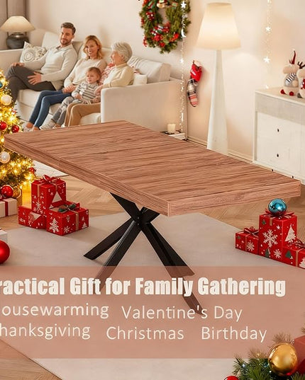 Extendable Dining Room Table for 4 6 8, 55"-70.9" Kitchen Table Rectangle Wood, Expandable Dining Table with Hidden Storage, Space Saving Farmhouse Kitchen Table for Kitchen Dining Living Room