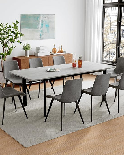 63"- 78.7" Extendable Dining Table Set for 8, Modern Kitchen Table with Dining Chairs for 6-8 Person, Thickened Expandable MDF Wooden Table with Metal Legs for Dining Room, Kitchen