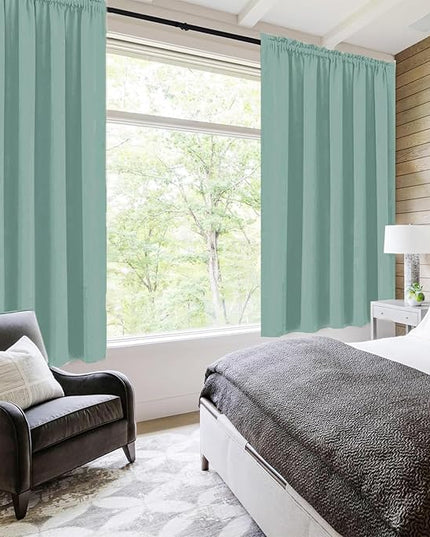 DWCN Blackout Curtains for Living Room Thermal Insulated, Energy Saving & Noise Reducing Bedroom Curtains, Sage Green, W 60x L 36 Inch, Set of 2 Rod Pocket Curtain Panels