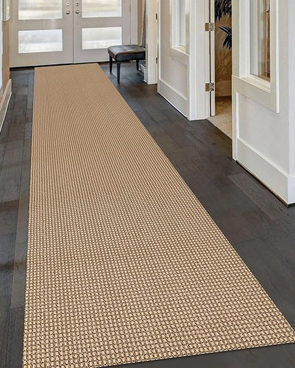 KOZYFLY Extra Long Runners for Hallways 2.6x16 ft Washable Kitchen Runner Non Slip Rubber Backed Hallway Rug Cotton Entryway Runner Rug Floor Carpet for Indoor Hall, Kitchen, Stair, Tan/Orange/Brown