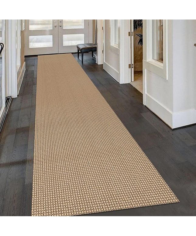 KOZYFLY Extra Long Runners for Hallways 2.6x16 ft Washable Kitchen Runner Non Slip Rubber Backed Hallway Rug Cotton Entryway Runner Rug Floor Carpet for Indoor Hall, Kitchen, Stair, Tan/Orange/Brown