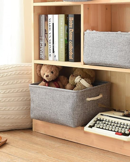 TheWarmHome Large Storage Bins Basket, 2 Pack Grey Fabric Storage Cubes for Changing Table Nursery Livingroom Kidsroom Playroom Toy, Collapsible Storage Baskets for organizing Shelves Closet