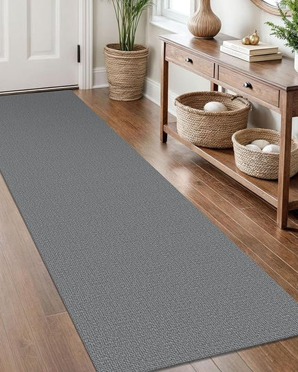 KOZYFLY Washable Runner Rug 2x8 Ft Runners for Hallways Non Slip Kitchen Runner Rugs Braided Cotton Entryway Runner Indoor, Carpet Runners for Hallway Entryway Bedroom, Grey