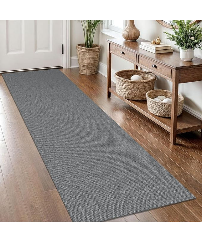 KOZYFLY Washable Runner Rug 2x8 Ft Runners for Hallways Non Slip Kitchen Runner Rugs Braided Cotton Entryway Runner Indoor, Carpet Runners for Hallway Entryway Bedroom, Grey