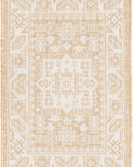Rugs.com Outdoor Aztec Collection Rug – 2' x 3' Natural Flatweave Rug Perfect for Living Rooms, Large Dining Rooms, Open Floorplans