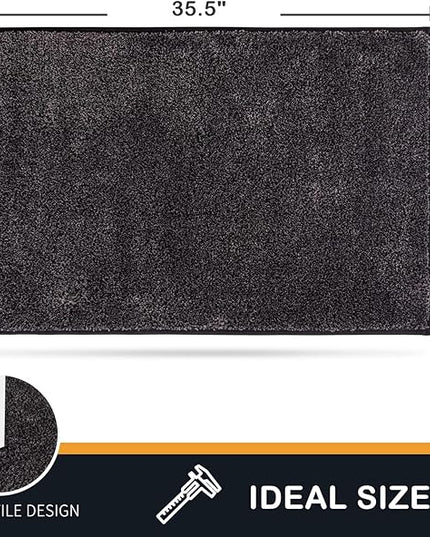 PURRUGS Dirt Trapping Door Mat 24" x 35.5", Non-Slip Machine Washable Entry Rug, Shoe Scraper, Dog Doormat, Super Absorbent Welcome Mat for Front & Back Door, Muddy Shoes & Paws, Charcoal