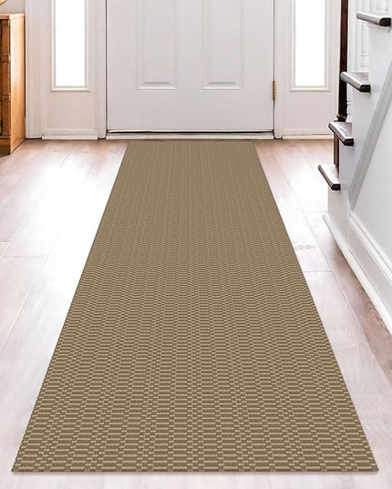 KOZYFLY Washable Runner Rug 2x8 Ft Runners for Hallway Rubber Backed Kitchen Runner Rugs Braided Cotton Entryway Runner Indoor, Carpet Runners for Hallway Entryway Bedroom, Beige/Khaki