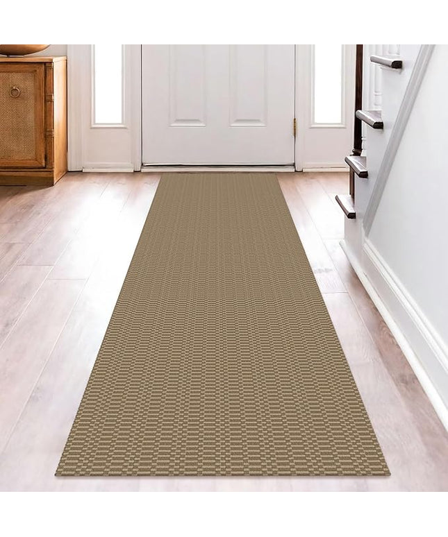 KOZYFLY Washable Runner Rug 2x8 Ft Runners for Hallway Rubber Backed Kitchen Runner Rugs Braided Cotton Entryway Runner Indoor, Carpet Runners for Hallway Entryway Bedroom, Beige/Khaki