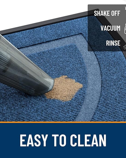 OLANLY Half Circle Door Mat Indoor Outdoor Entrance Welcome, Waterproof All-Season, All-Weather Doormat, Sturdy Natural Rubber, Low Profile, Easy Clean Patio Porch Entryway Mat, 47x23, Light Blue