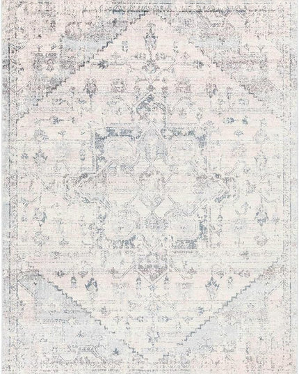 BoutiqueRugs Orrick Oriental Boho Vintage Area Rug - Farmhouse Traditional Patterned Carpet for Living Room, Bedroom - Pale Blue, Aqua, Cream, Brown - 7'10" x 10'3" (8x10)