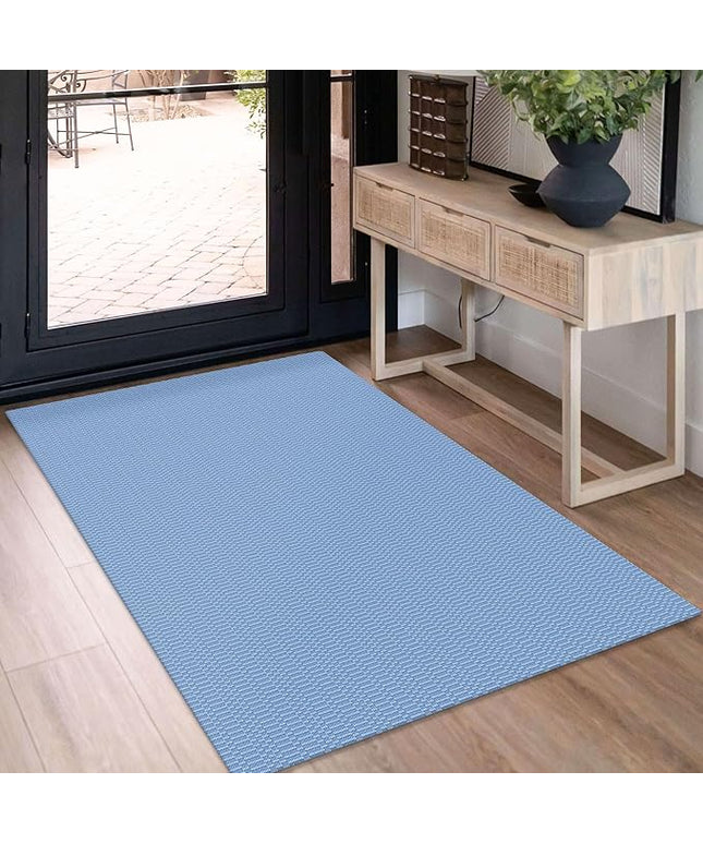 KOZYFLY Washable Entryway Rug 3x5 Ft Area Rugs Cotton Rubber Backed Throw Rugs Indoor Door Mat Kitchen Rugs Braided Floor Carpet for Front Entrance Bathroom Kitchen Living Room, Blue