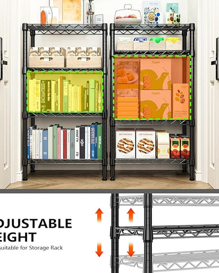 1000 lbs 4 Tier Shelf Metal Storage Shelves Wire Rack Closet Organizers with PP Board for Garage Kitchen Bathroom Laundry Black 11.8" D x 21.7" W x 39.5" H