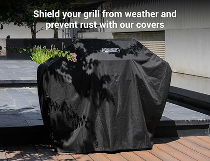 Monument Grills Outdoor Barbecue Stainless Steel 4 Burner Propane Gas Grill, 52,000 BTU Patio Garden Barbecue Grill with Side Burner and Knob Controls, Mesa425 with BBQ Cover