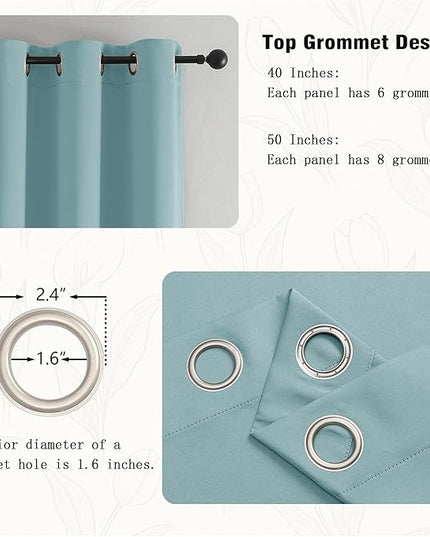 Simplebrand Aqua Curtains for Bedroom Living Room 90 Inches Long 2 Panels Set, Room Darkening Thermal Insulated Curtains & Drapes, Solid Grommet Noise Reducing Window Treatment, W50 x L90 Inch