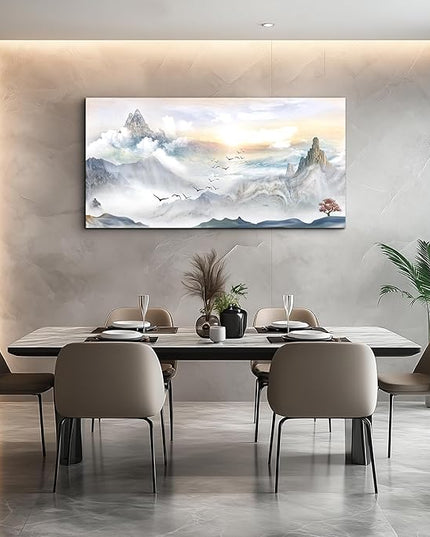 Canvas Wall Art For Living Room Large Size Wall Decoration For Bedroom Mountain Landscape Pictures Wall Decor Watercolor Painting Modern Office Canvas Art Prints Room Decor Ready To For Home Decor